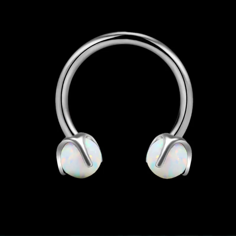 16 Gauge Opal Horseshoe Titanium Nose Ring