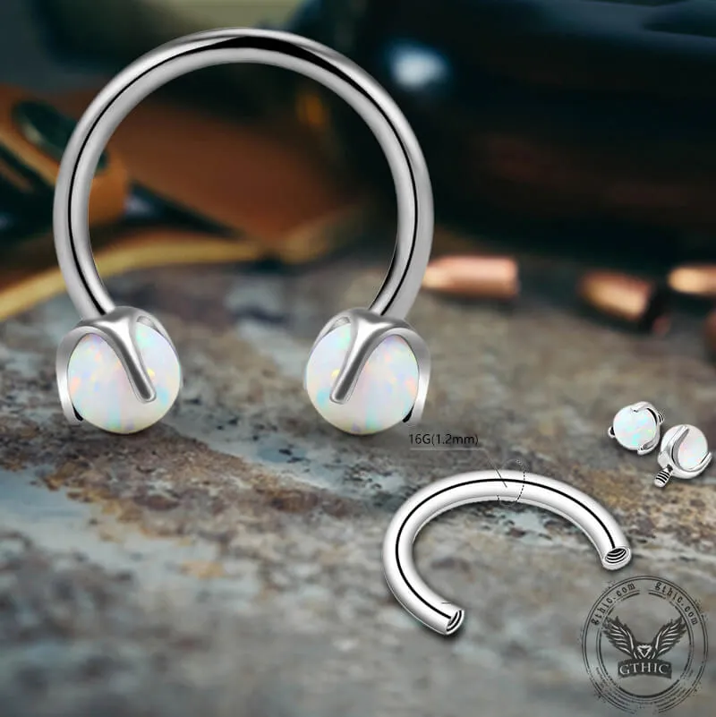 16 Gauge Opal Horseshoe Titanium Nose Ring