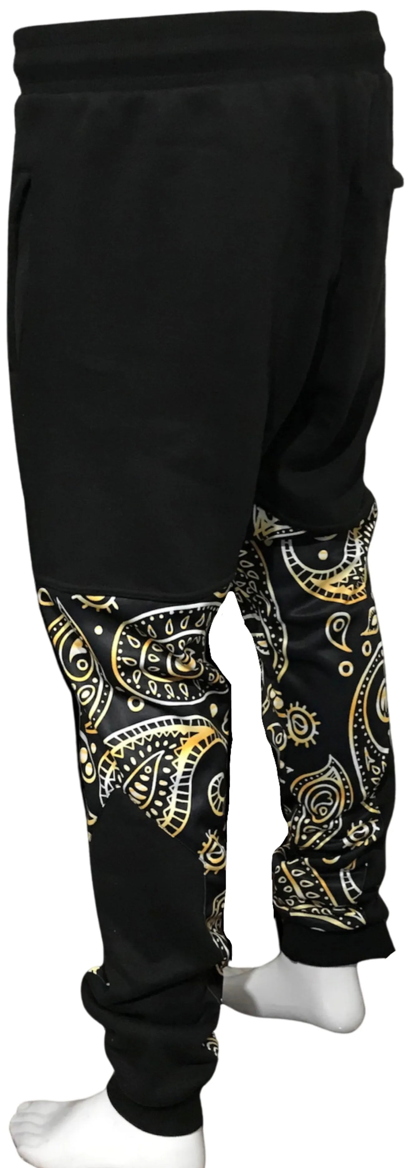 ^23 YELLOW GOLD^ BANDANA JOGGER SWEATPANTS (CUT & SEW)