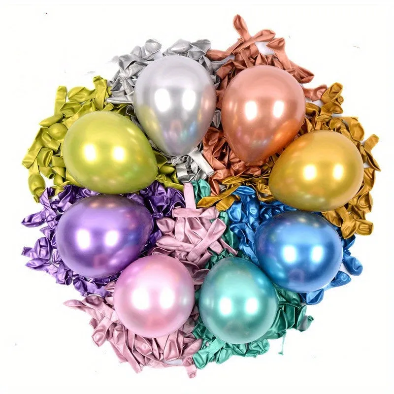 30pcs, Metal Birthday Balloons 5inch Metallic Blue Green Silvery Chrome Rose Golden Balloon Baby Shower Wedding Christmas Decoration