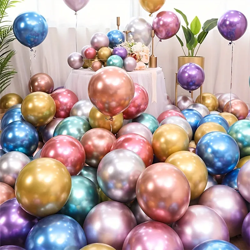 30pcs, Metal Birthday Balloons 5inch Metallic Blue Green Silvery Chrome Rose Golden Balloon Baby Shower Wedding Christmas Decoration