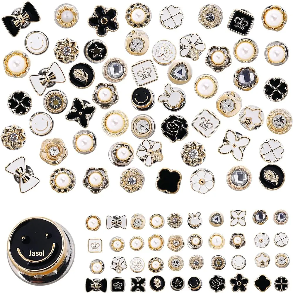 40 Pieces Brooch Buttons for Women Cover Up Anti-Exposure Brooch Pins Clips Safety Hijab Saree Pins Buttons for Clothes Dress Bags Decor DIY Crafts, Sewing-Free & Removable