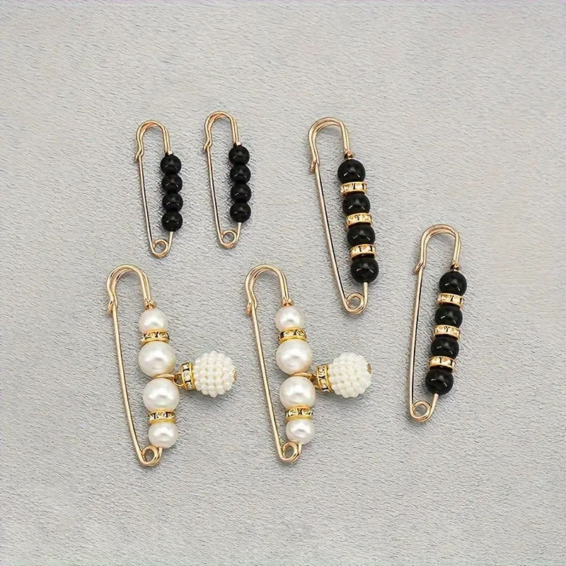 6PCS Fashion Faux Pearl Pins for Clothing Decoration