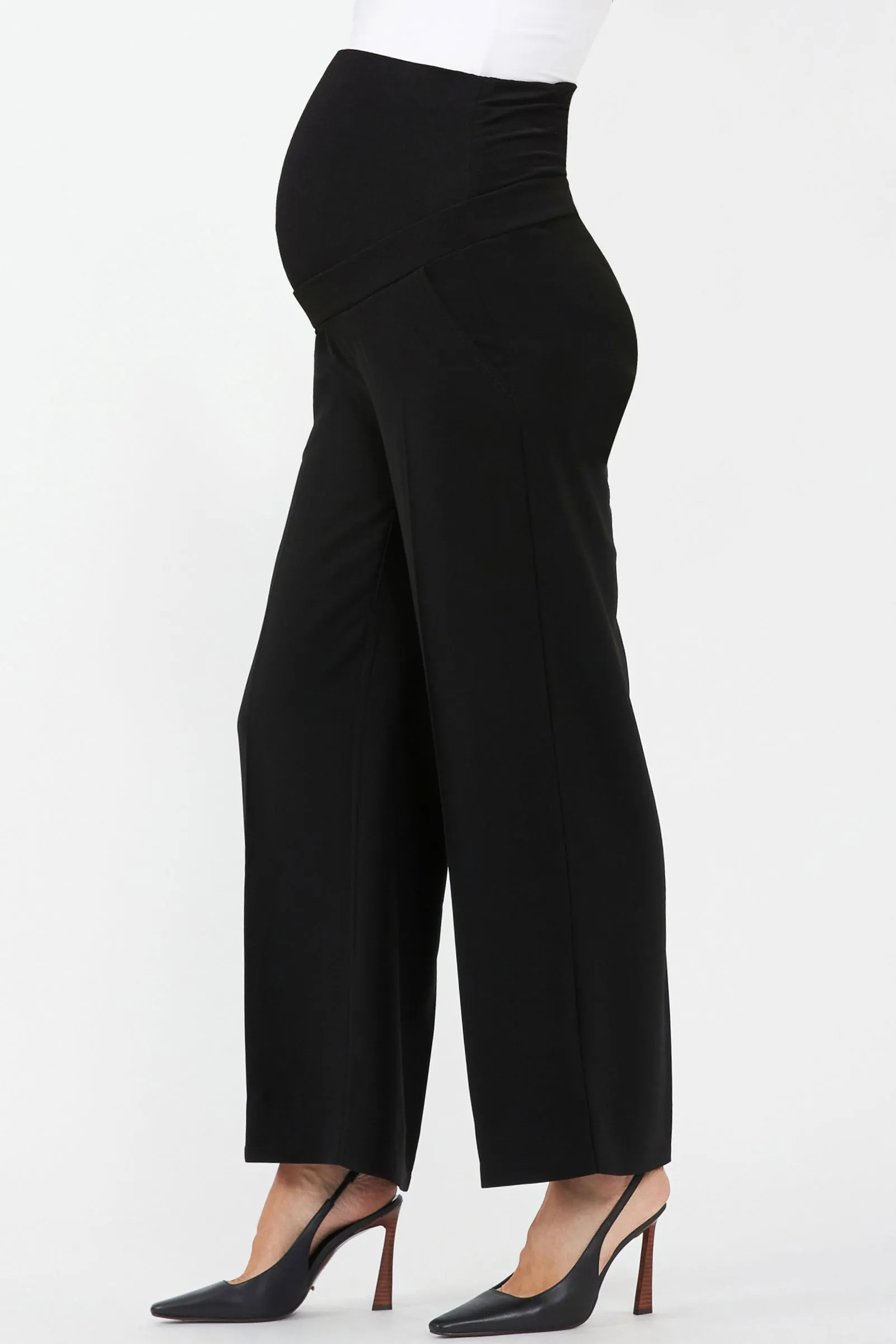 Alexa Wide Leg Black Maternity Trousers