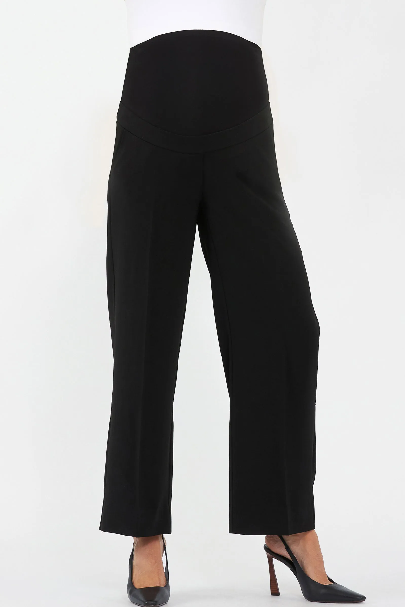 Alexa Wide Leg Black Maternity Trousers