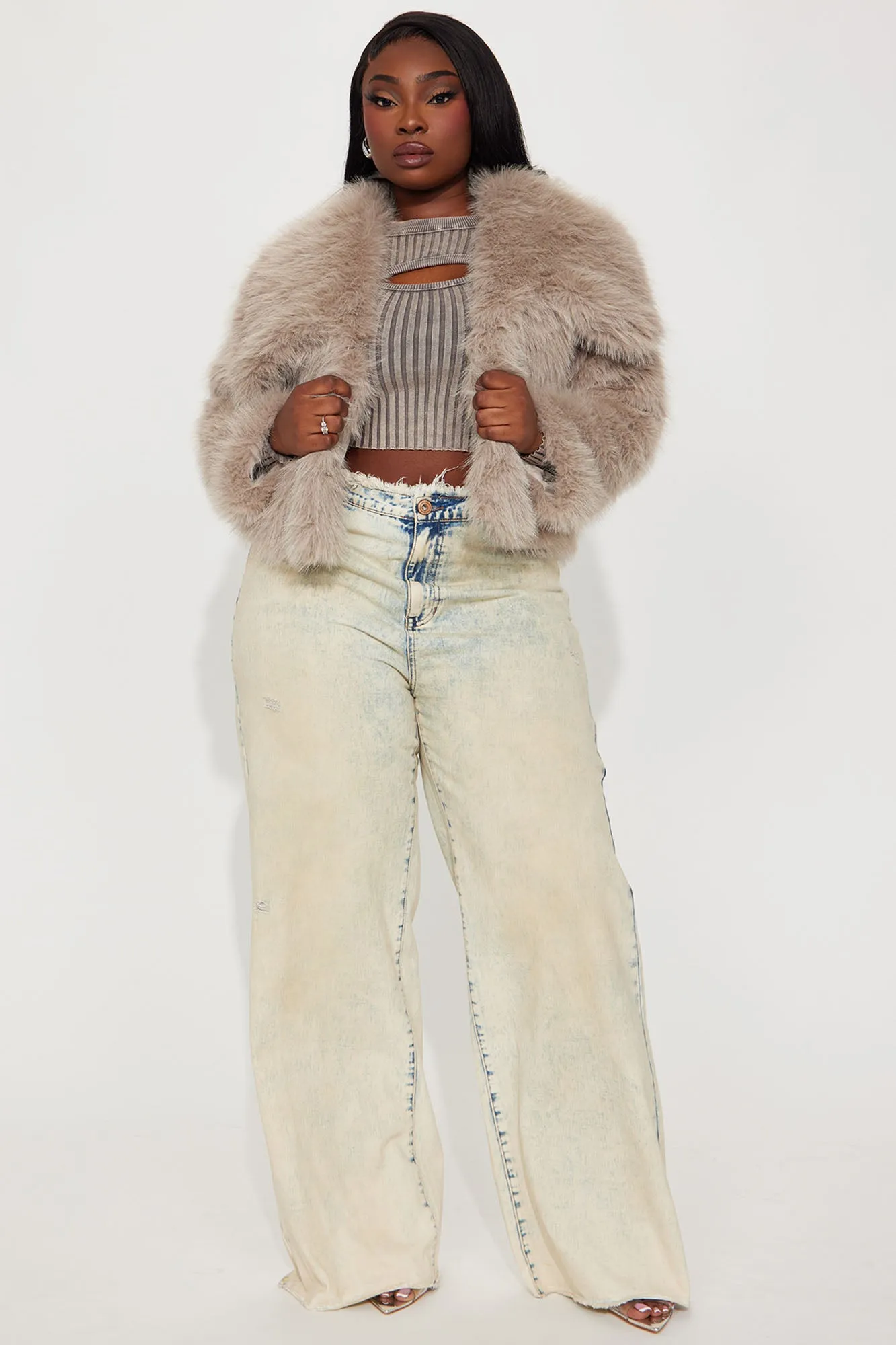 Already Chose Faux Fur Jacket - Grey