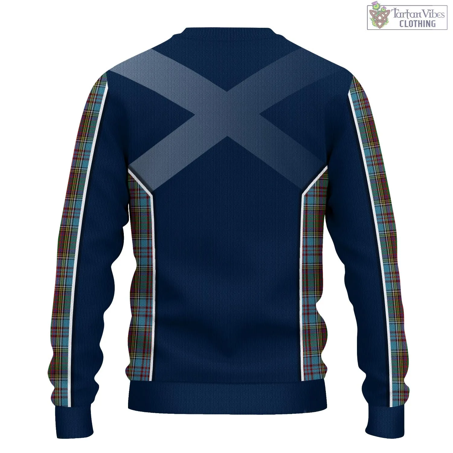 Anderson Tartan Knitted Sweatshirt with Family Crest and Scottish Thistle Vibes Sport Style