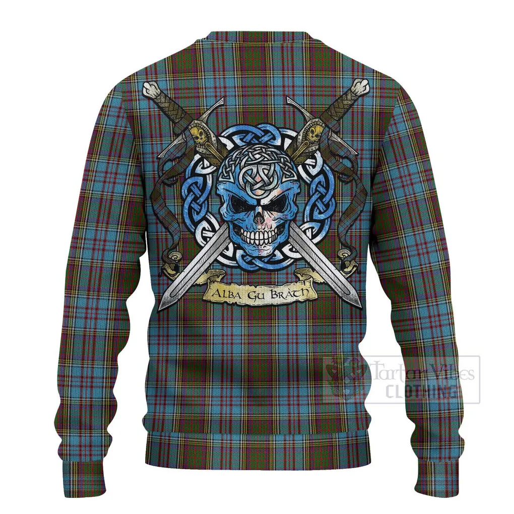 Anderson Tartan Ugly Sweater with Family Crest Celtic Skull Style