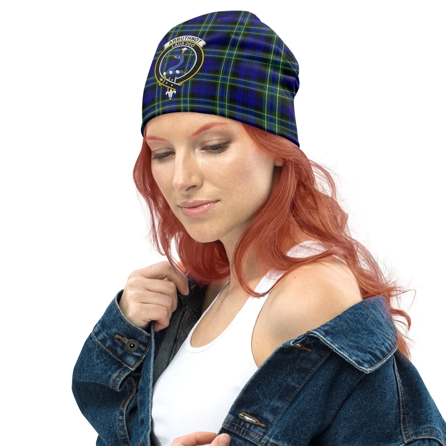 Arbuthnot Modern Tartan Beanies Hat with Family Crest