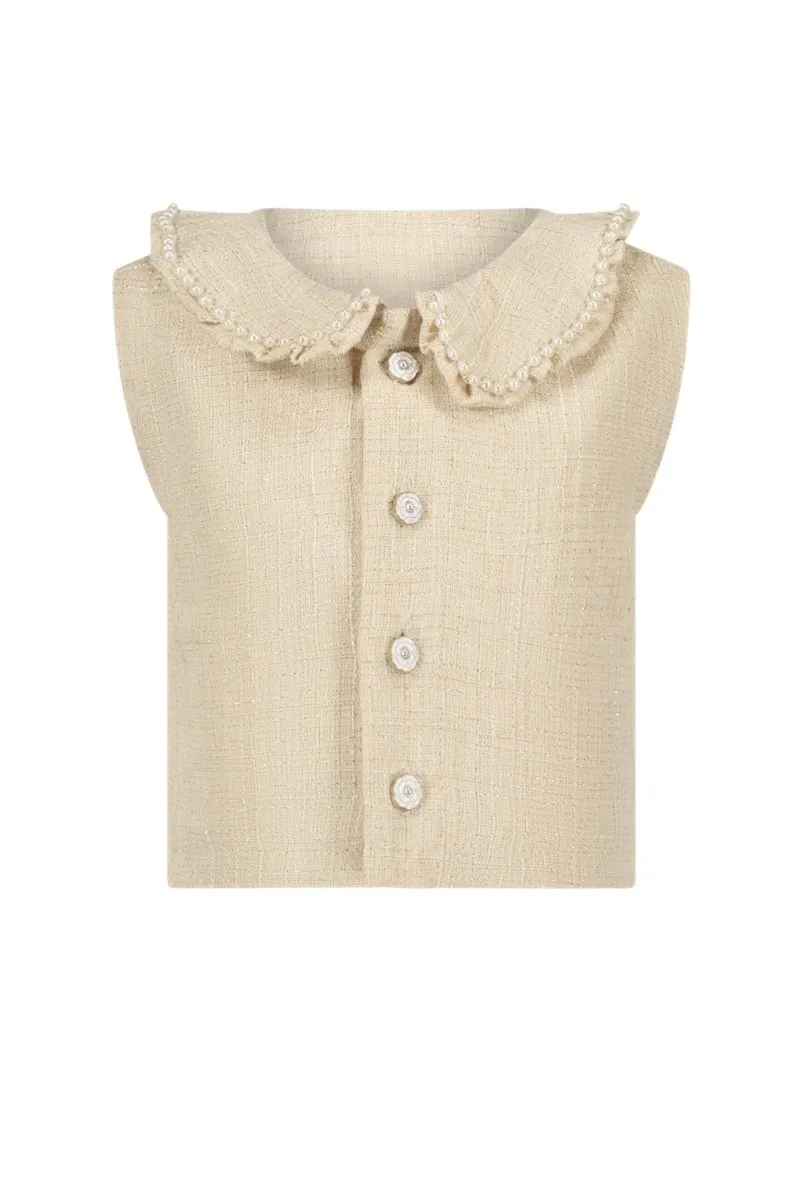 ASLY summer tweed gilet Cappuccino