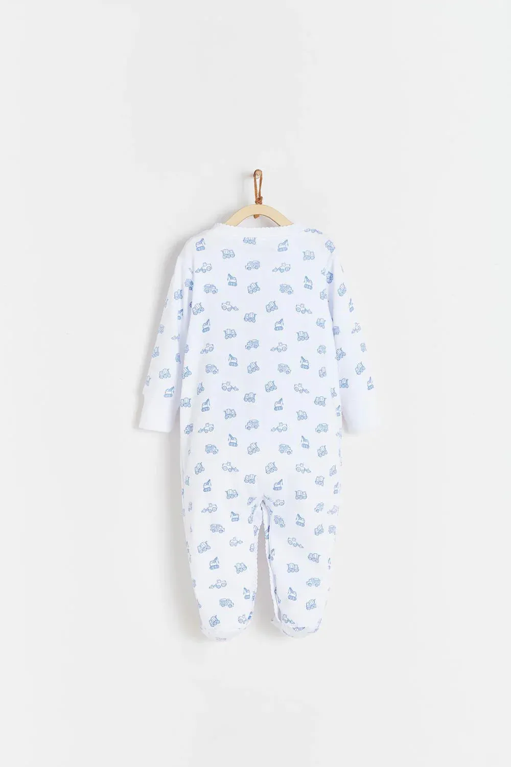 Babycottons Trucks Pajama Snap Footie - Blue