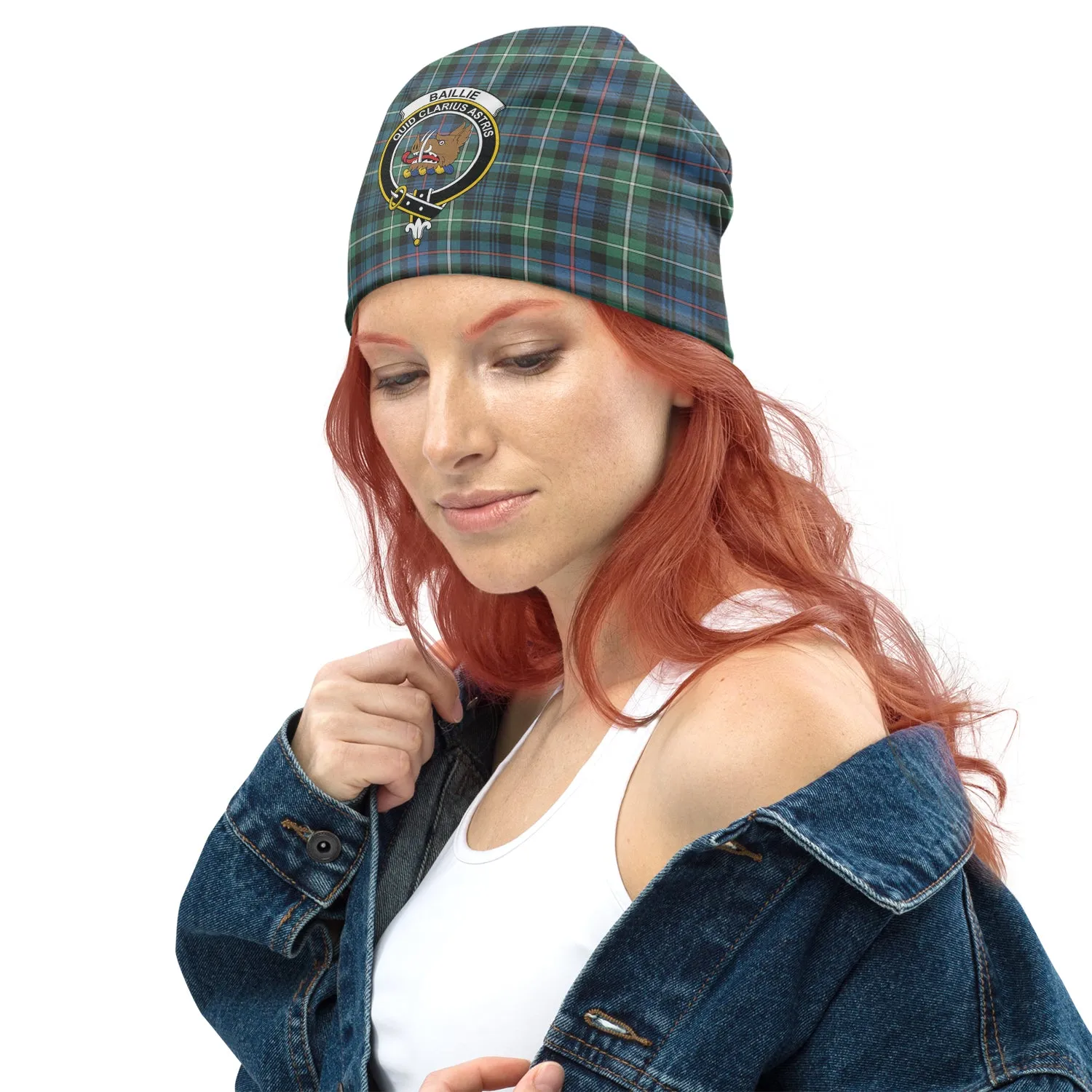 Baillie Ancient Tartan Beanies Hat with Family Crest