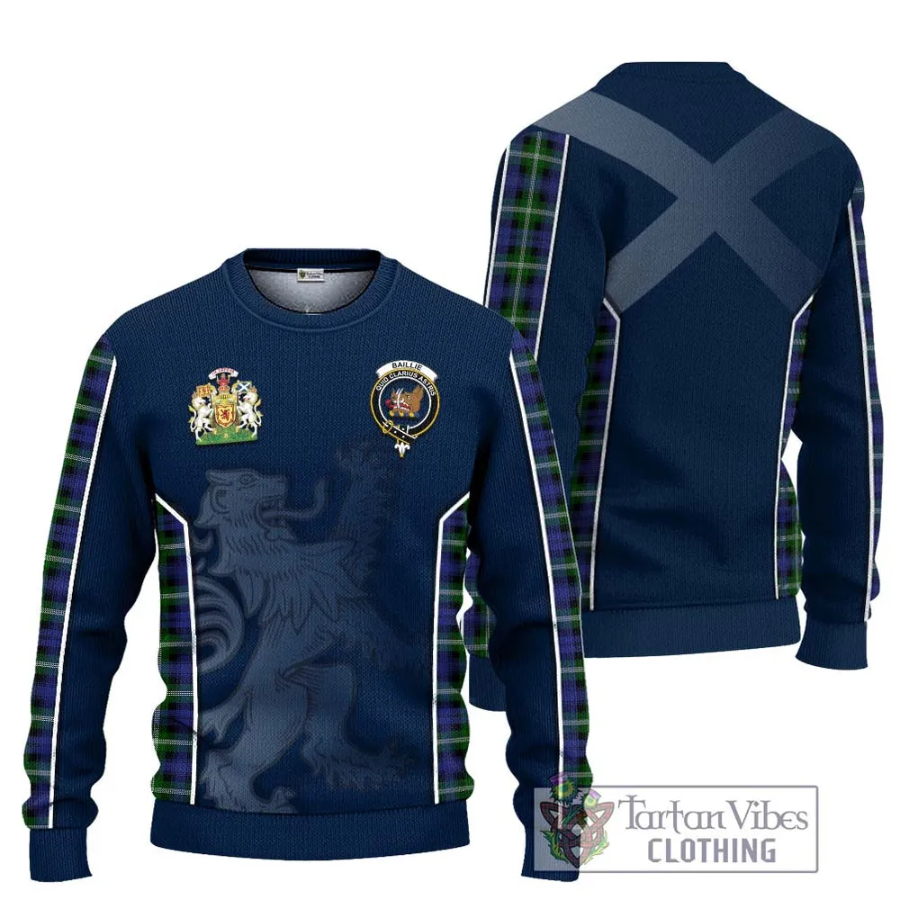 Baillie (Bailey) Tartan Ugly Sweater with Family Crest and Lion Rampant Vibes Sport Style