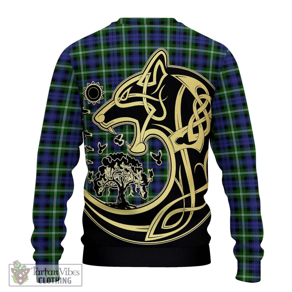 Baillie (Bailey) Tartan Ugly Sweater with Family Crest Celtic Wolf Style