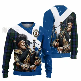 Baird Tartan Knitted Sweater with Family Crest Scottish Bagpiper Vibes