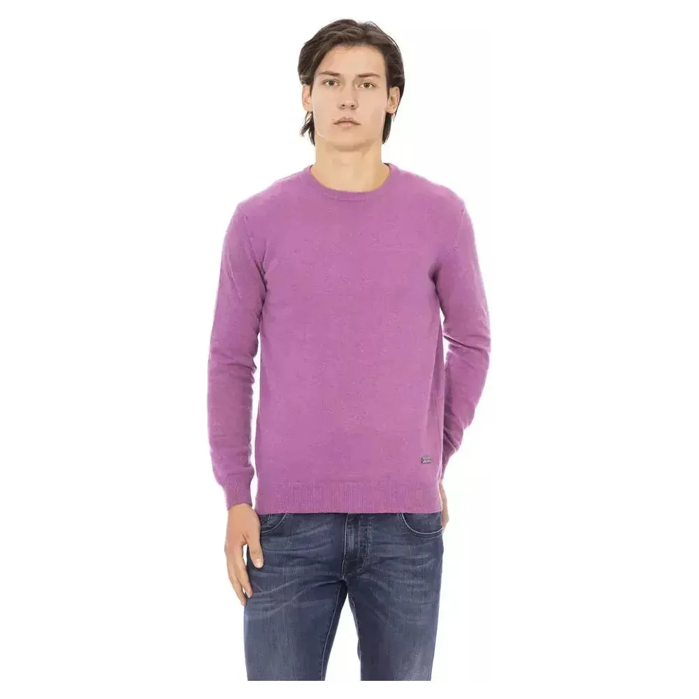 Baldinini Trend Purple Wool Men Sweater