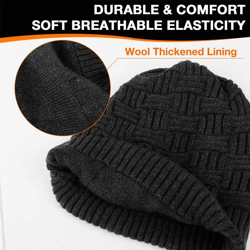 Battery Heated Beanie Electric Winter Heated Hat with Rechargeable Battery Unisex Black