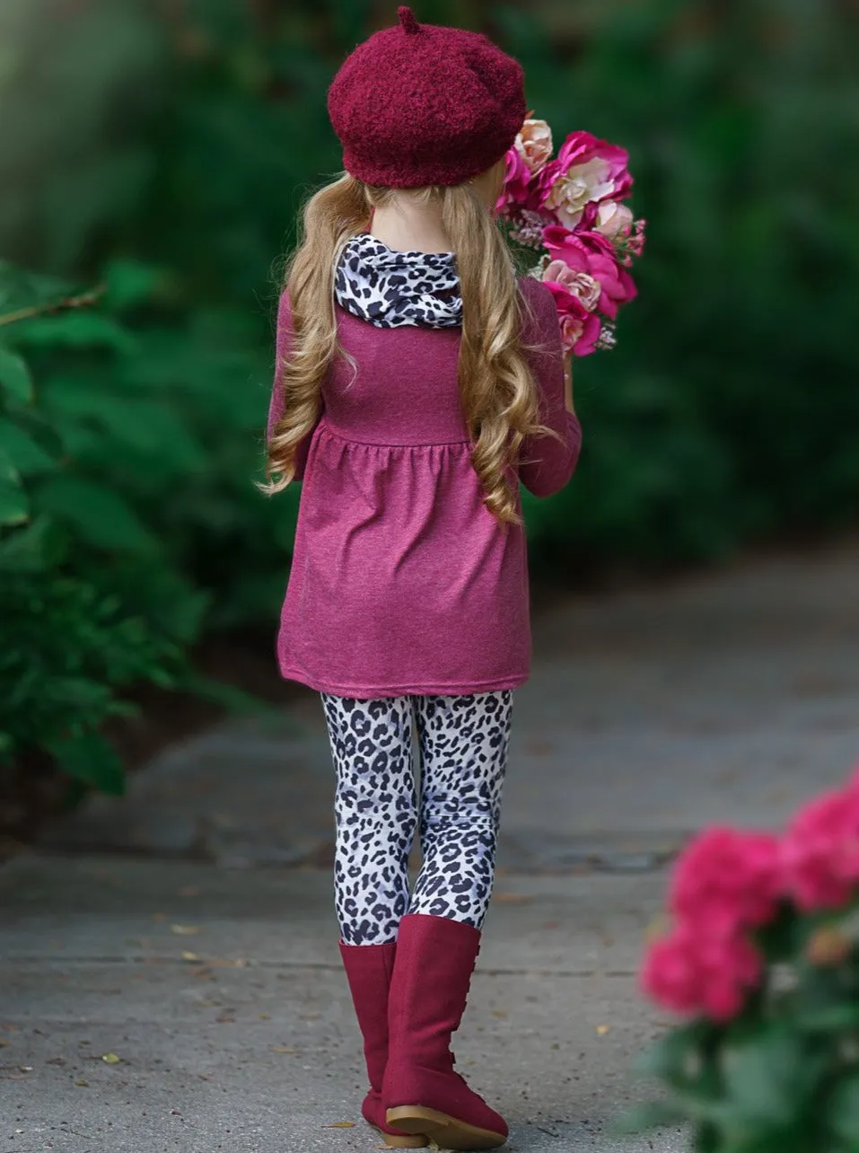 Be Mine Leopard Tunic, Scarf and Legging Set