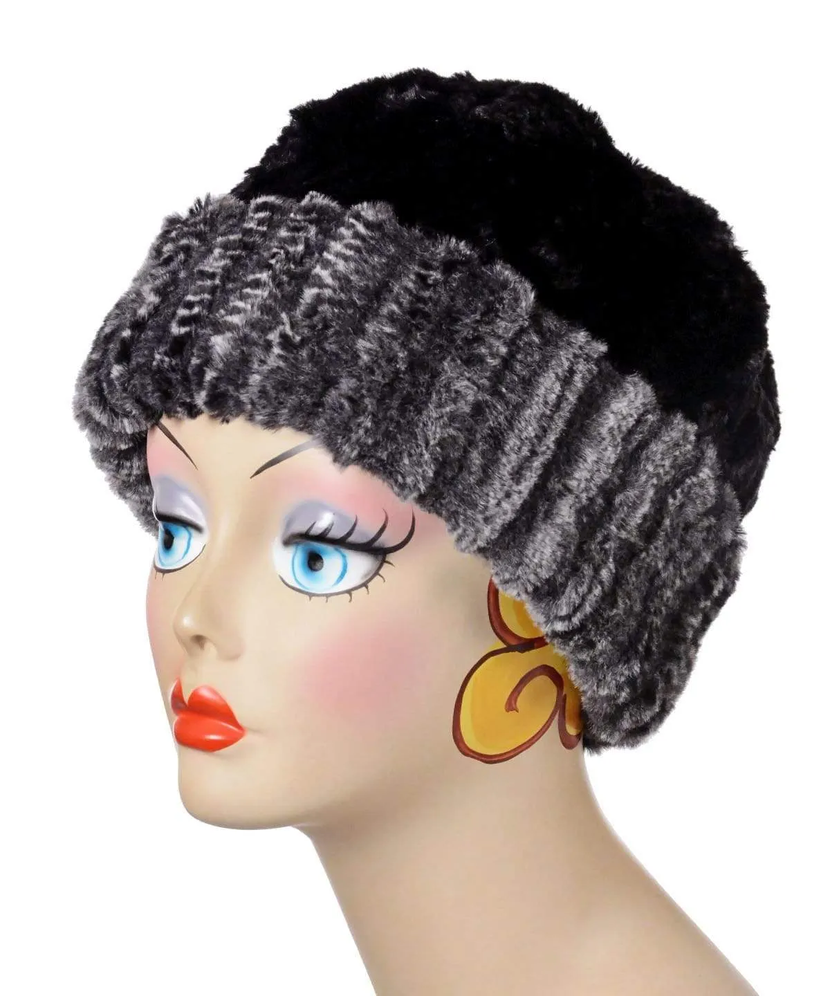 Beanie Hat, Reversible - Luxury Faux Fur in Rattle N Shake