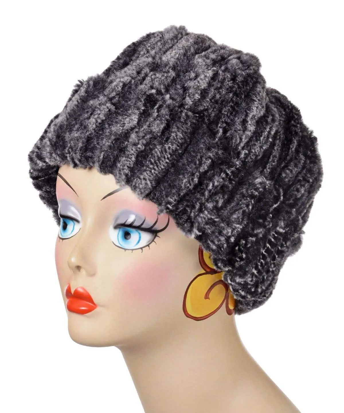 Beanie Hat, Reversible - Luxury Faux Fur in Rattle N Shake