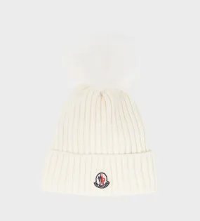 Beanie with Pom Pom White