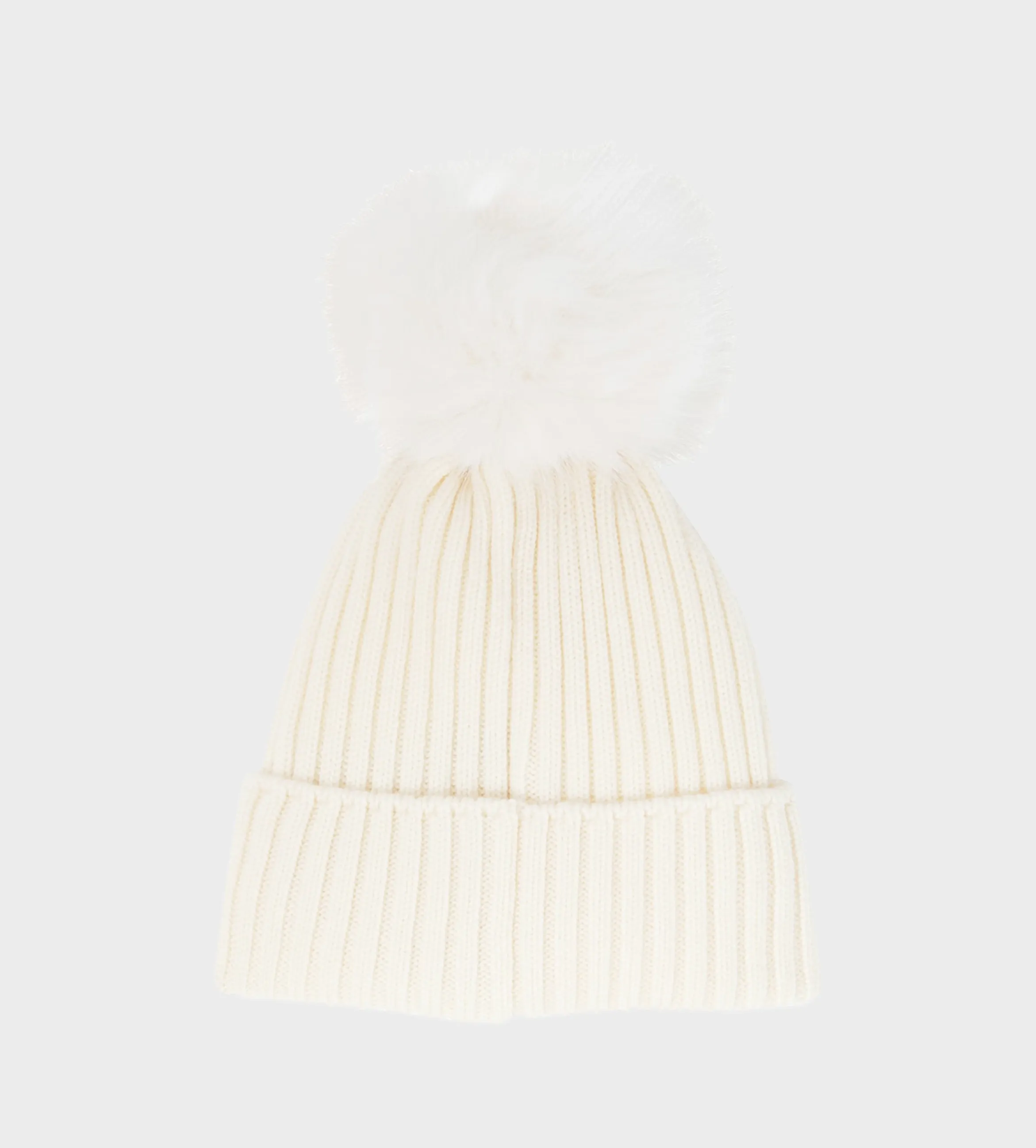 Beanie with Pom Pom White