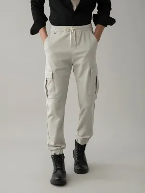 Beige Cotton Cargo Pants