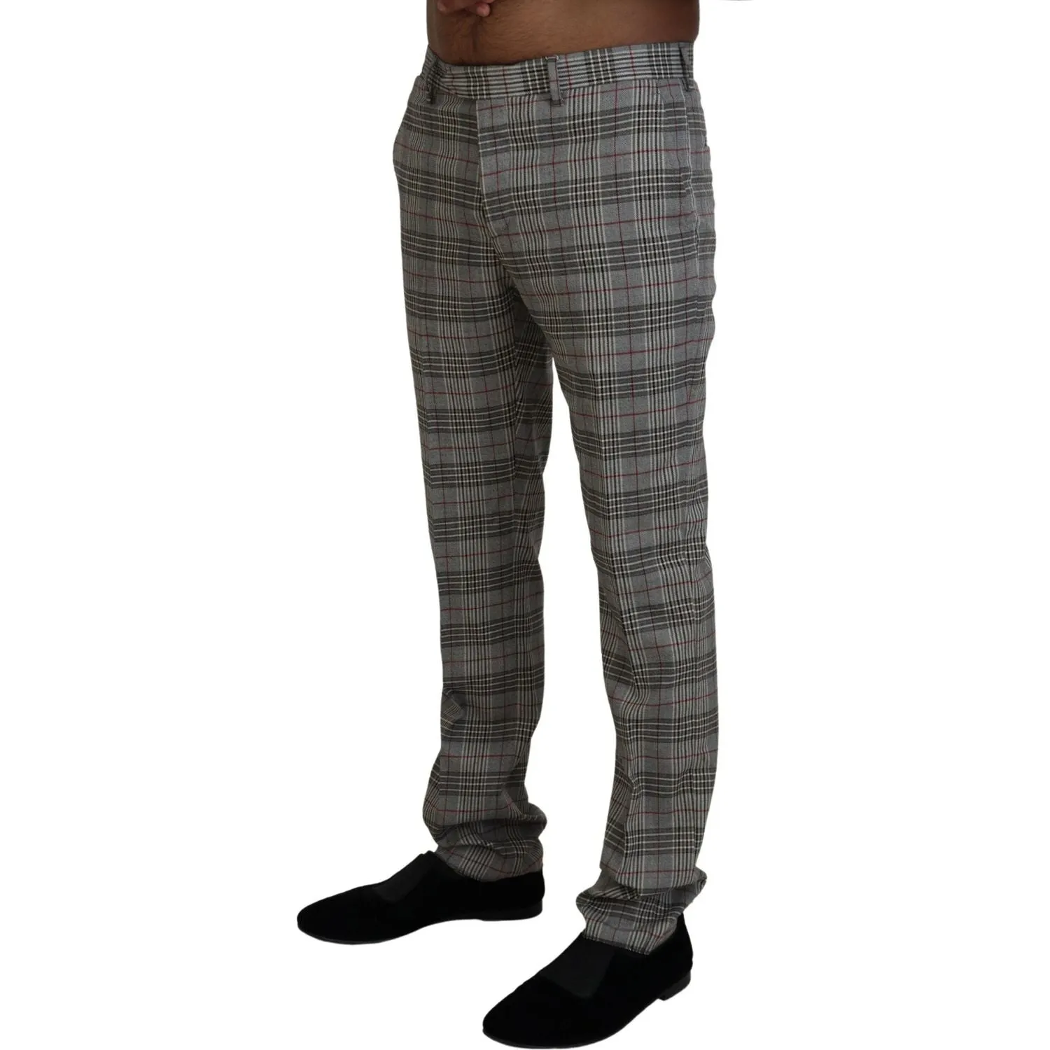 BENCIVENGA Elegant Gray Checkered Slim Men's Pants