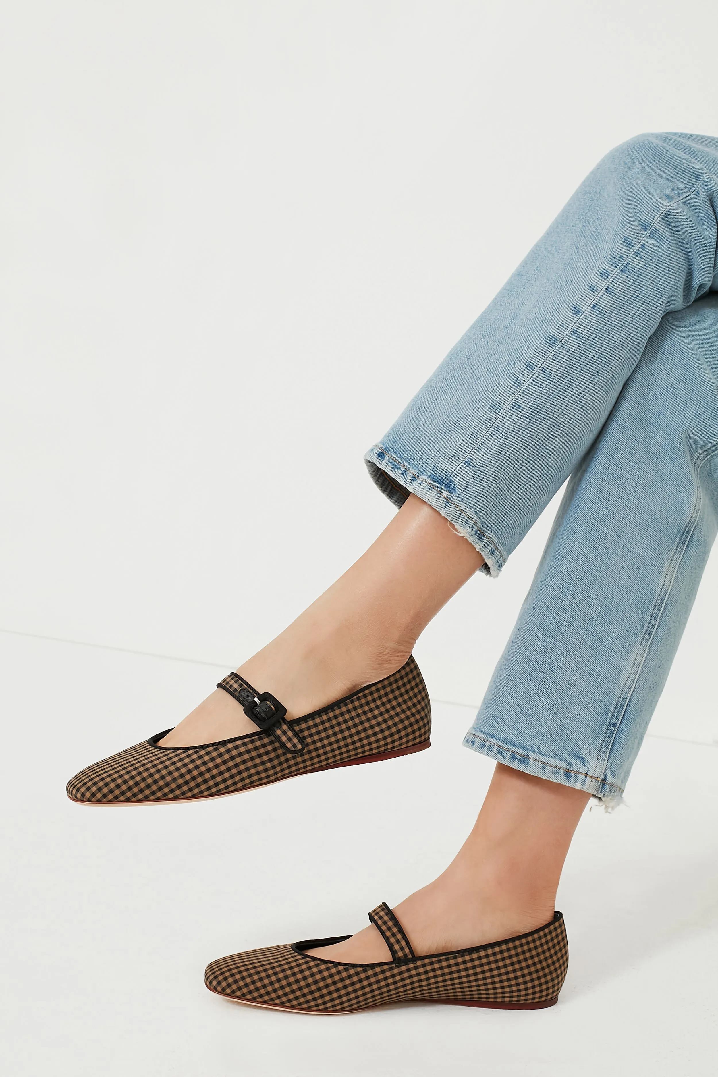 Black and Brown Check Ginger Flats