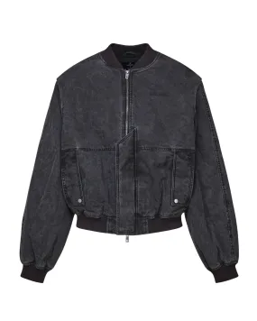 Black Bomber Jacket with Insert Sleeves