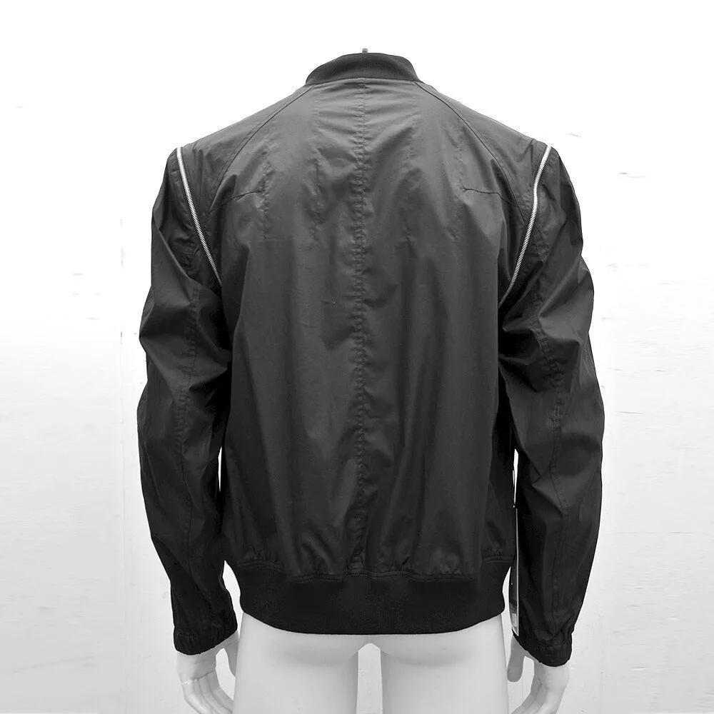 Black Bomber Jacket with Zip Detail