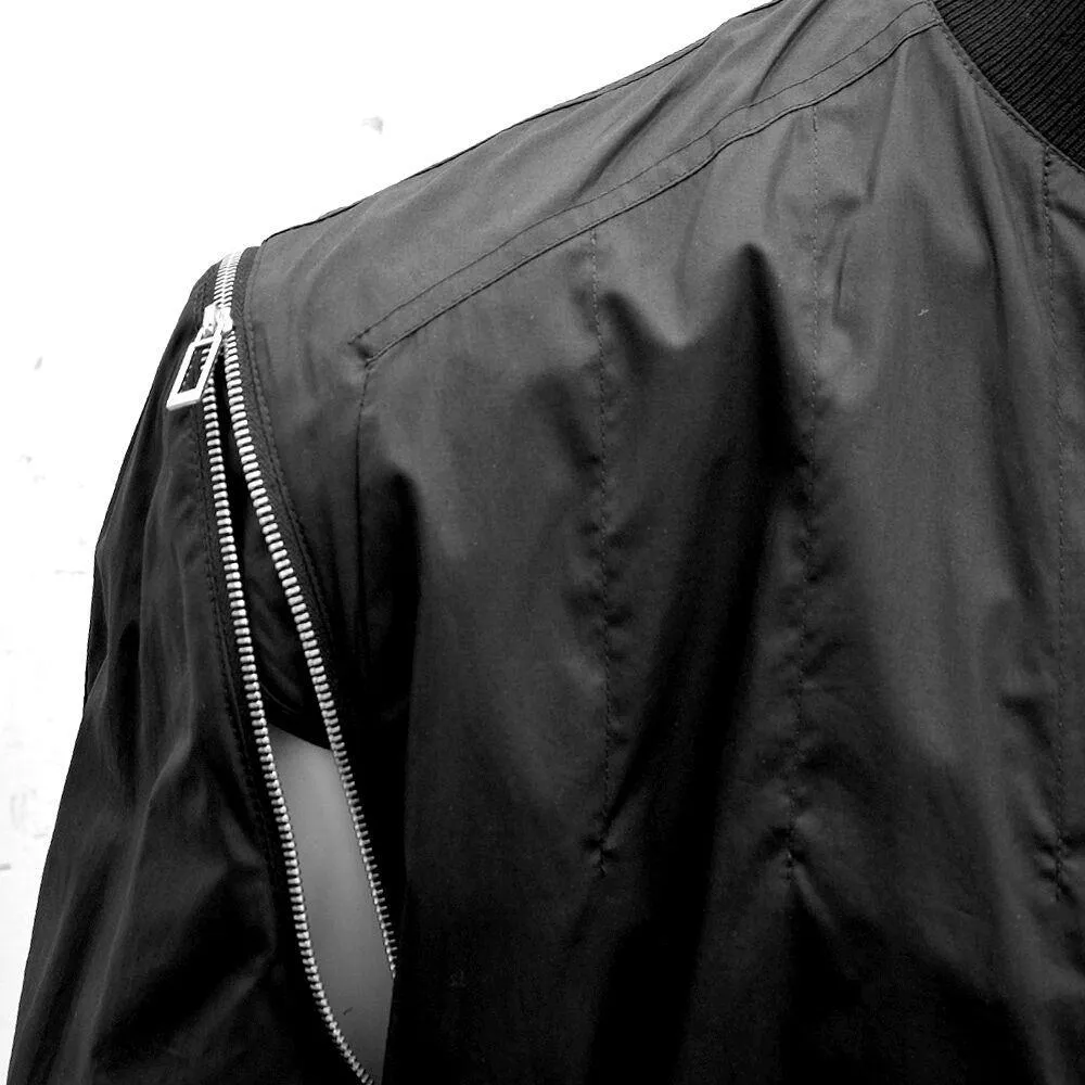 Black Bomber Jacket with Zip Detail