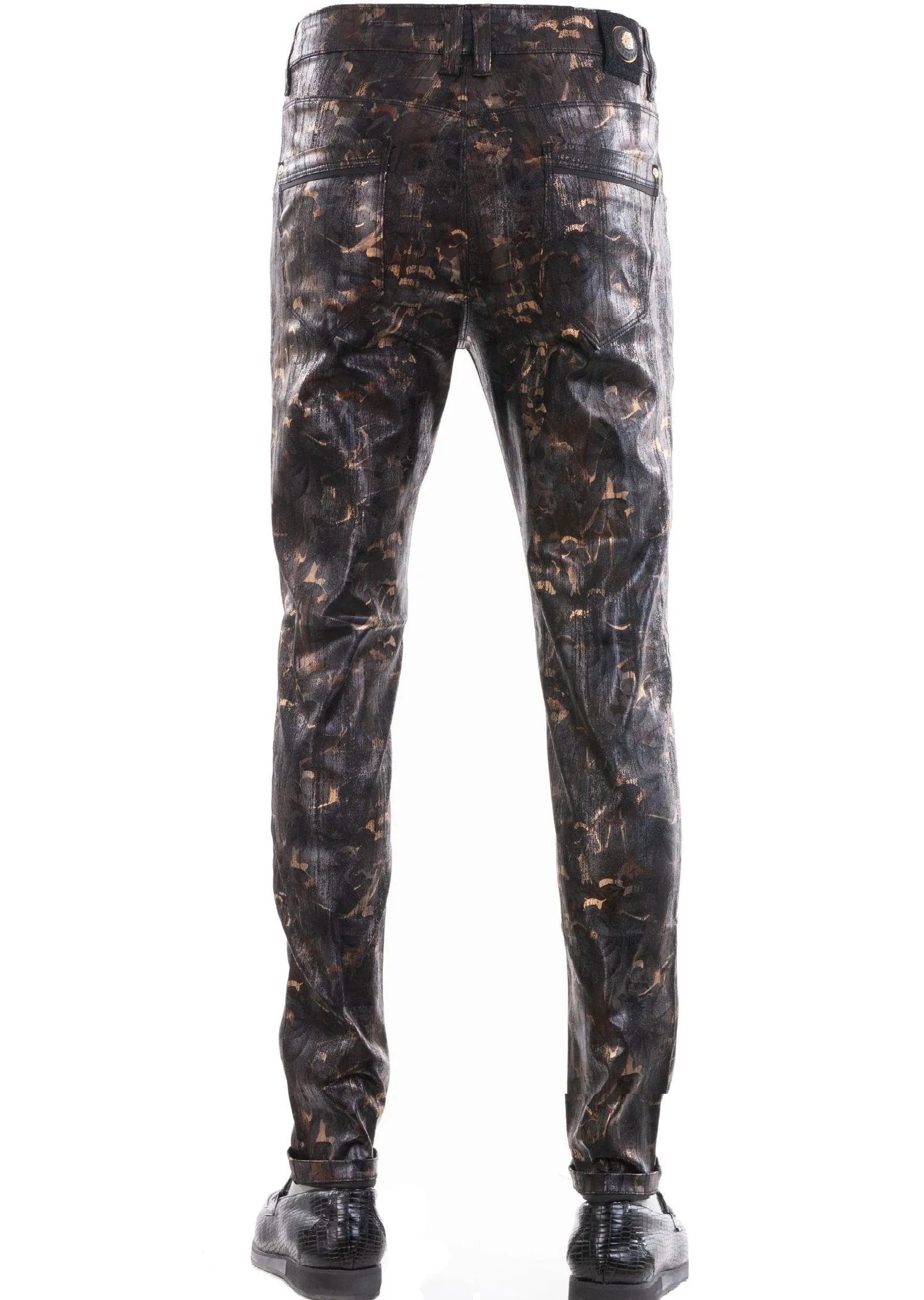 Black Bronze Metallic Spandex Pants