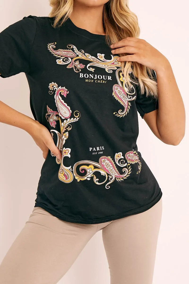 Black Paisley Graphic T-shirt - Davida