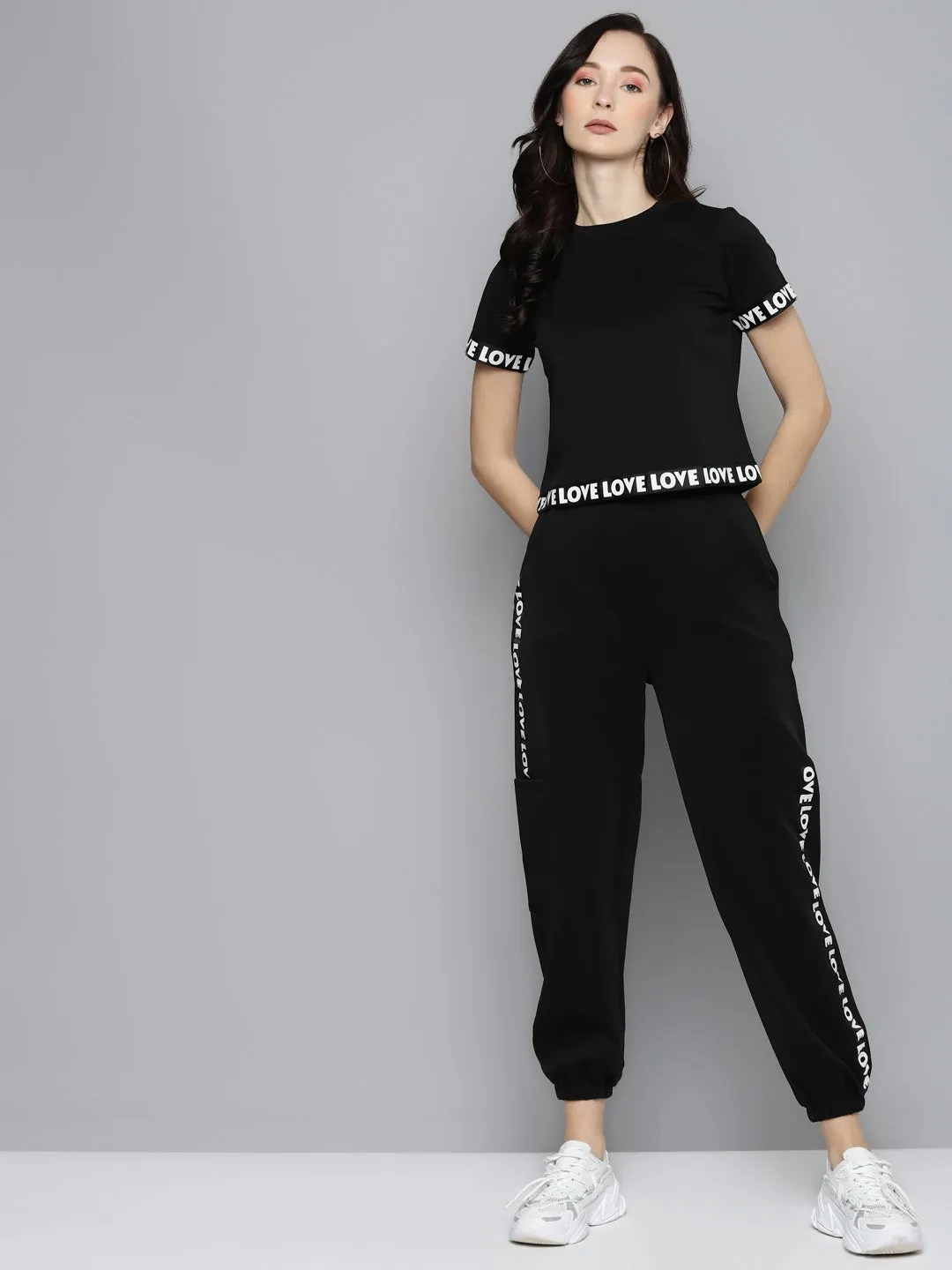 Black Scuba Love Tape Detail Joggers