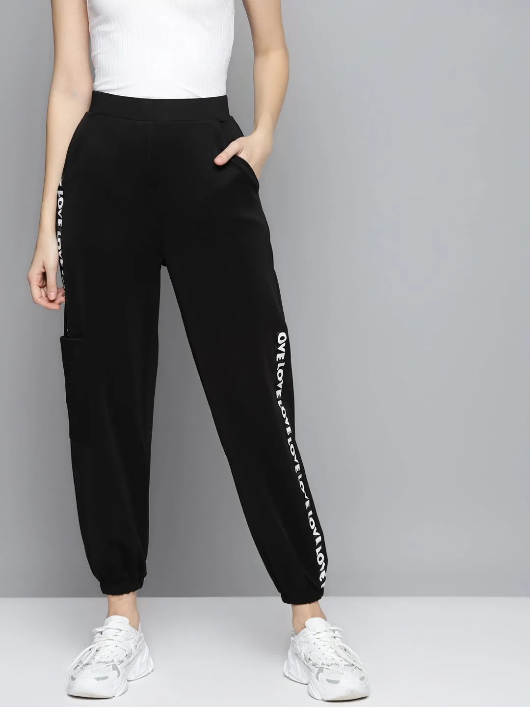 Black Scuba Love Tape Detail Joggers