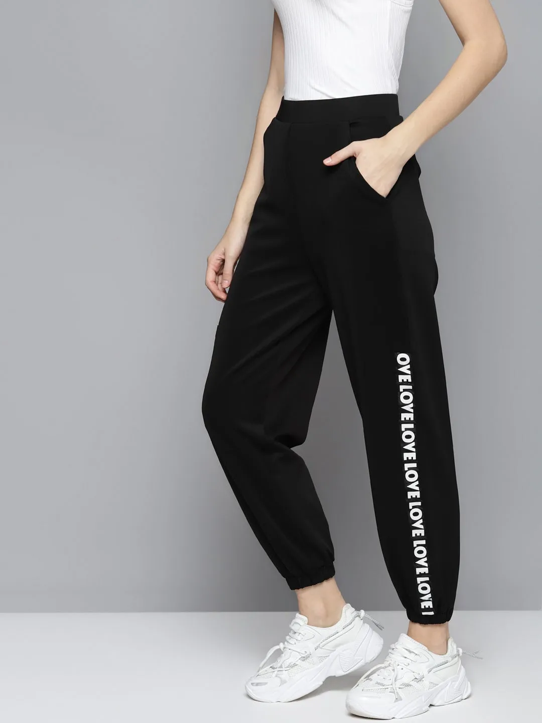 Black Scuba Love Tape Detail Joggers