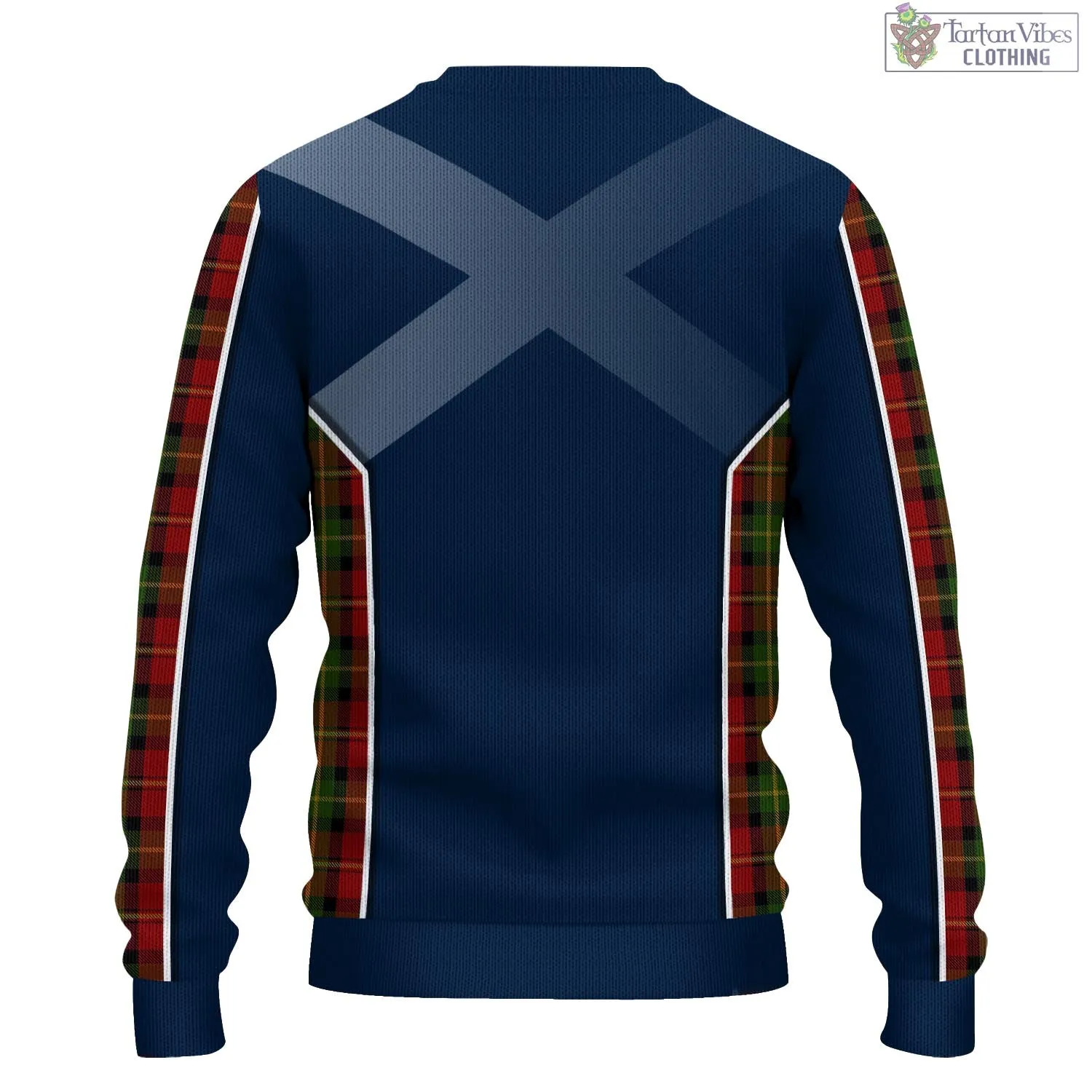 Blackstock Red Dress Tartan Knitted Sweatshirt with Family Crest and Scottish Thistle Vibes Sport Style