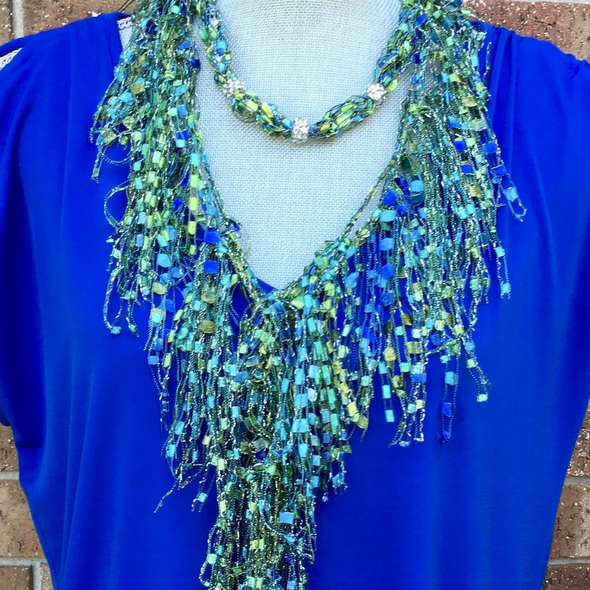 Blue Green Lightweight Infinity Scarf