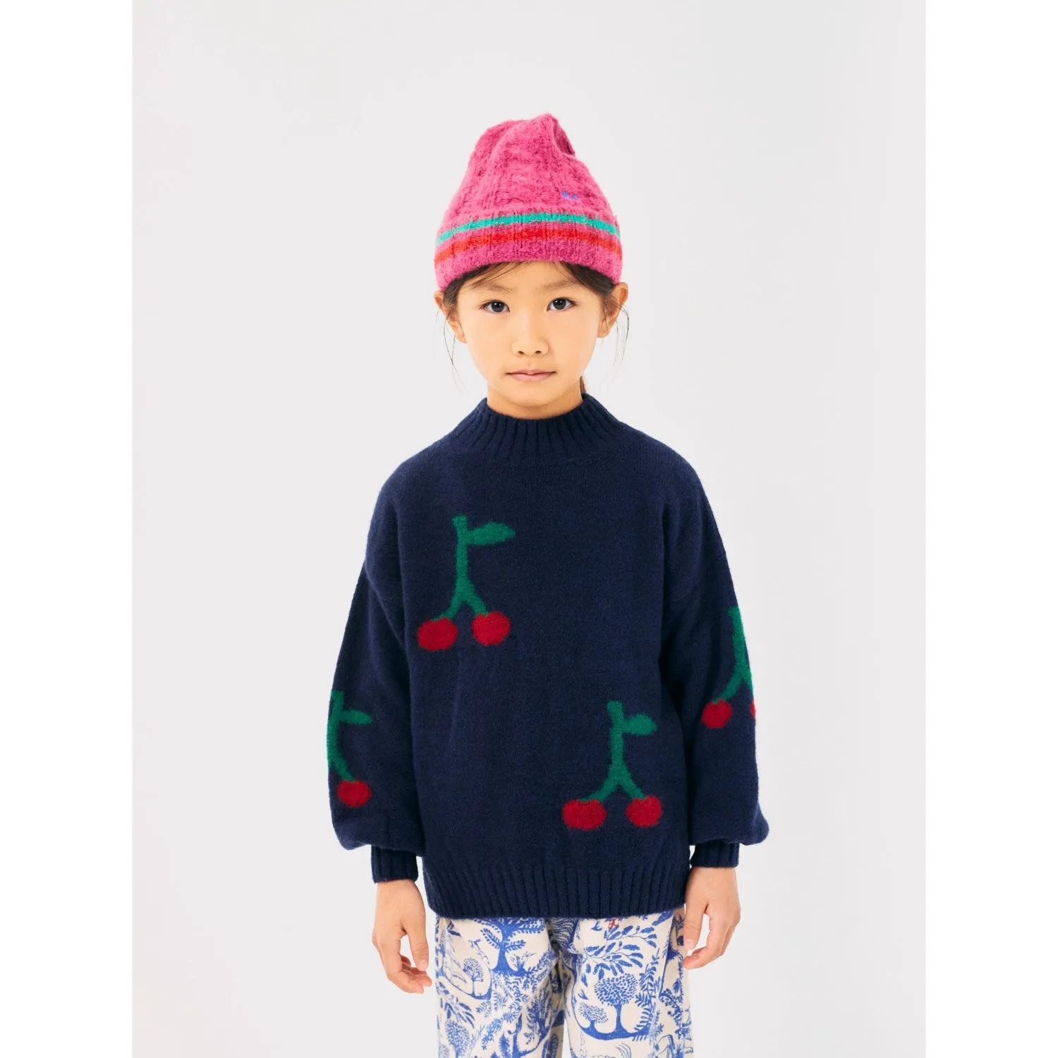 Bobo Choses Navy Blue Bobo Cherry All Over Turtle Neck Jumper