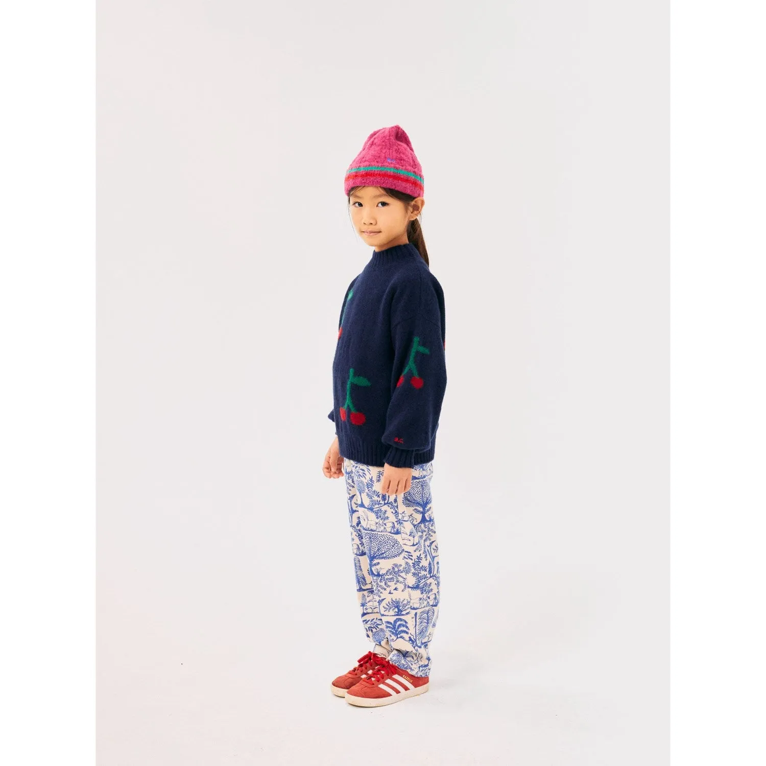 Bobo Choses Navy Blue Bobo Cherry All Over Turtle Neck Jumper