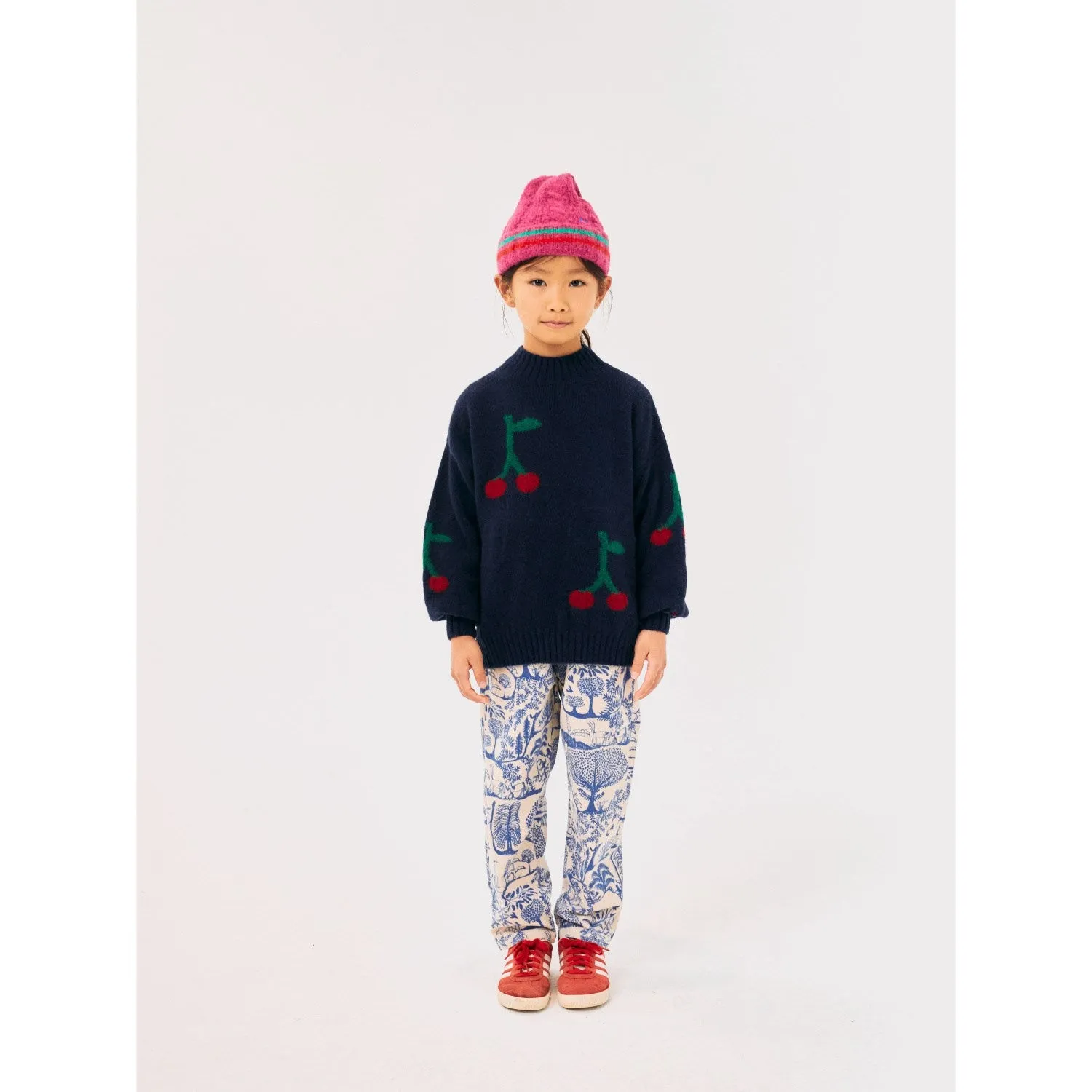 Bobo Choses Navy Blue Bobo Cherry All Over Turtle Neck Jumper