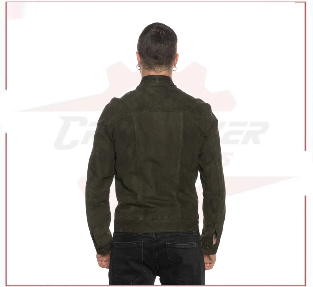 Bomber Napoli - Bomber Men in Genuine Green Suede Leather