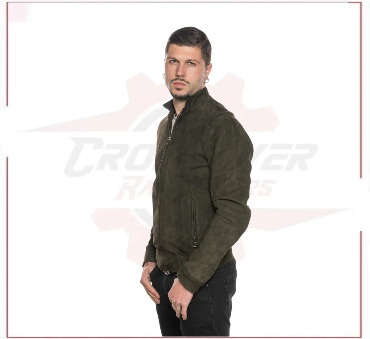 Bomber Napoli - Bomber Men in Genuine Green Suede Leather