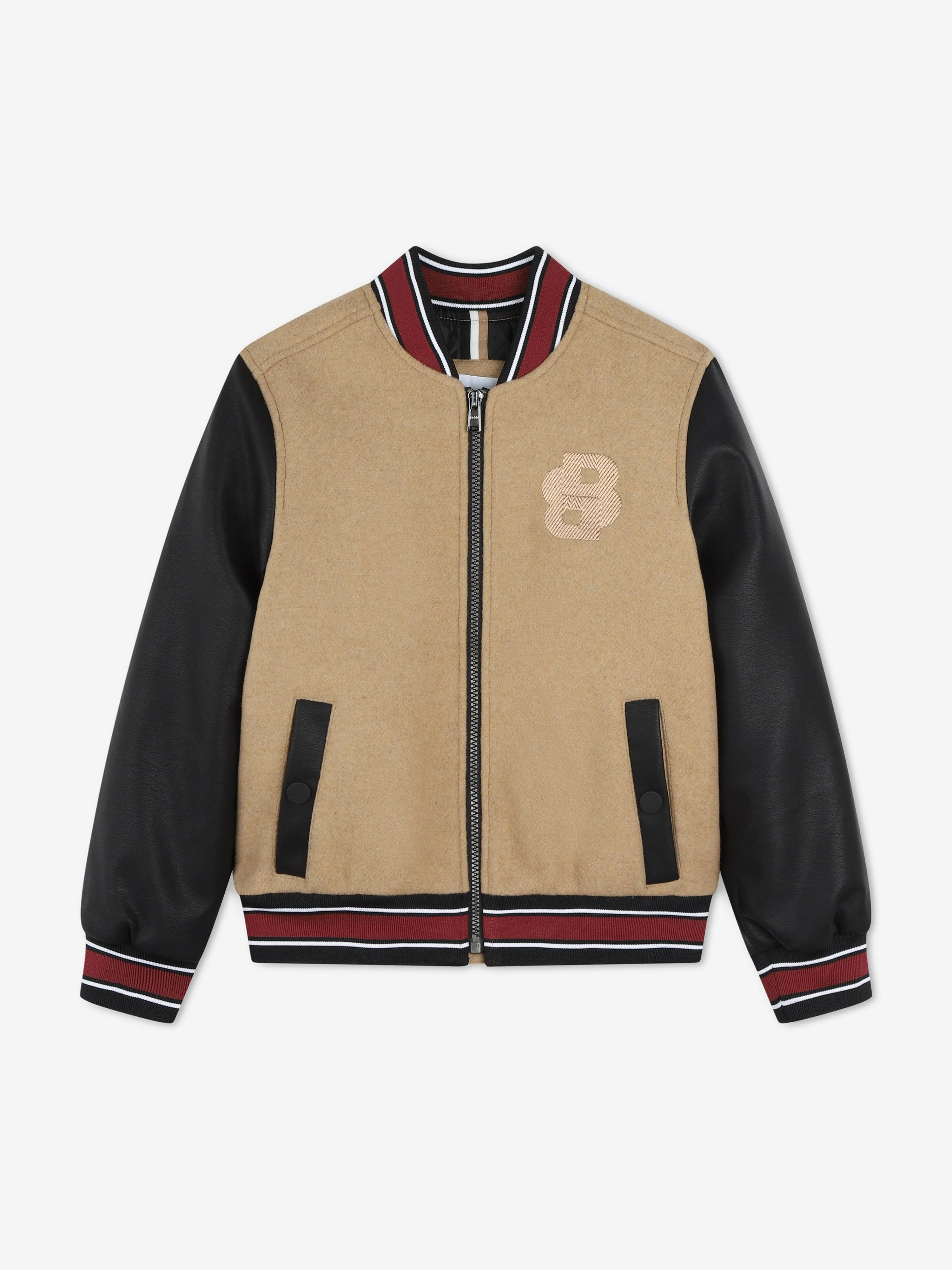 BOSS Kids Wool Bomber Jacket in Brown