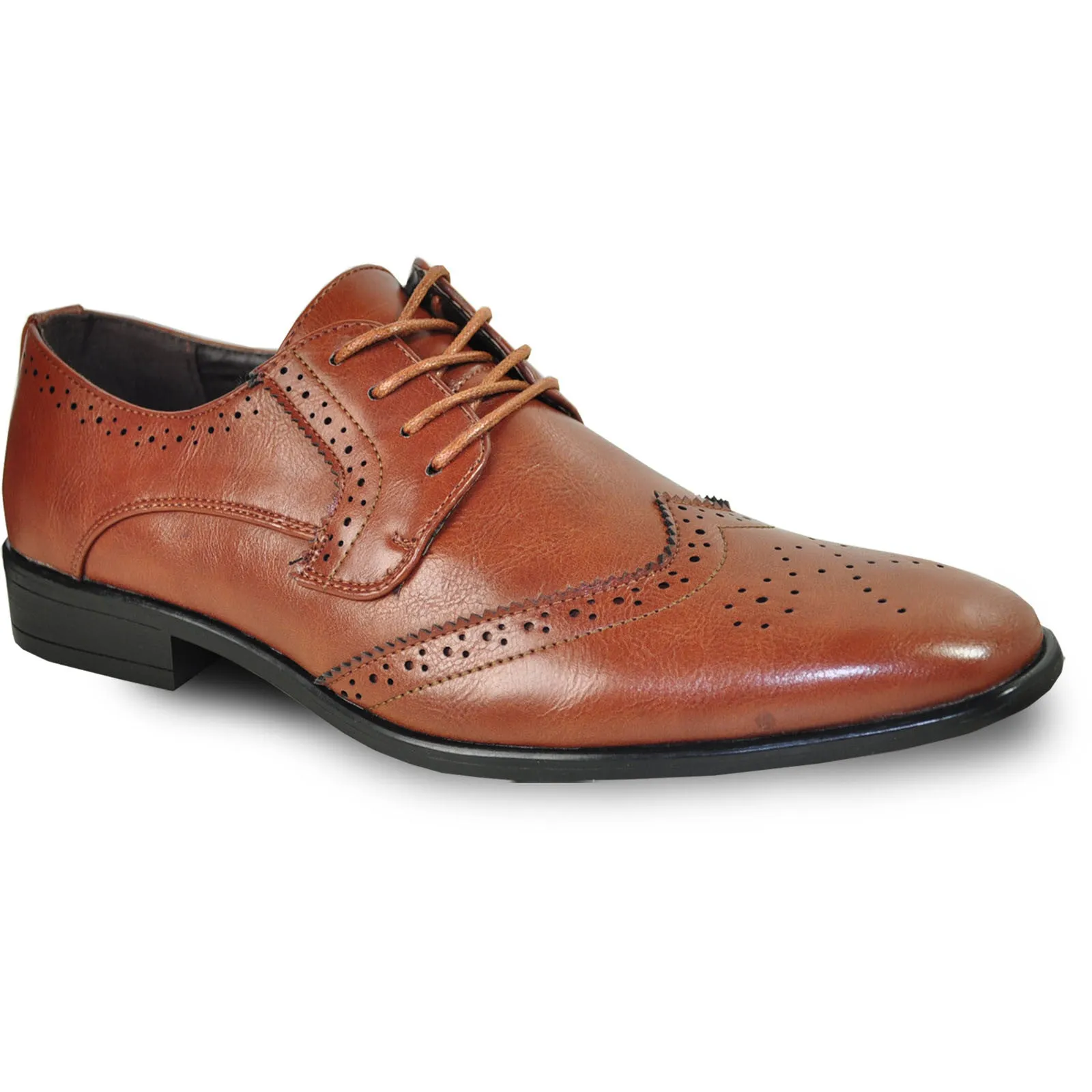 BRAVO Men Dress Shoe KING-2 Wingtip Oxford Shoe Brown