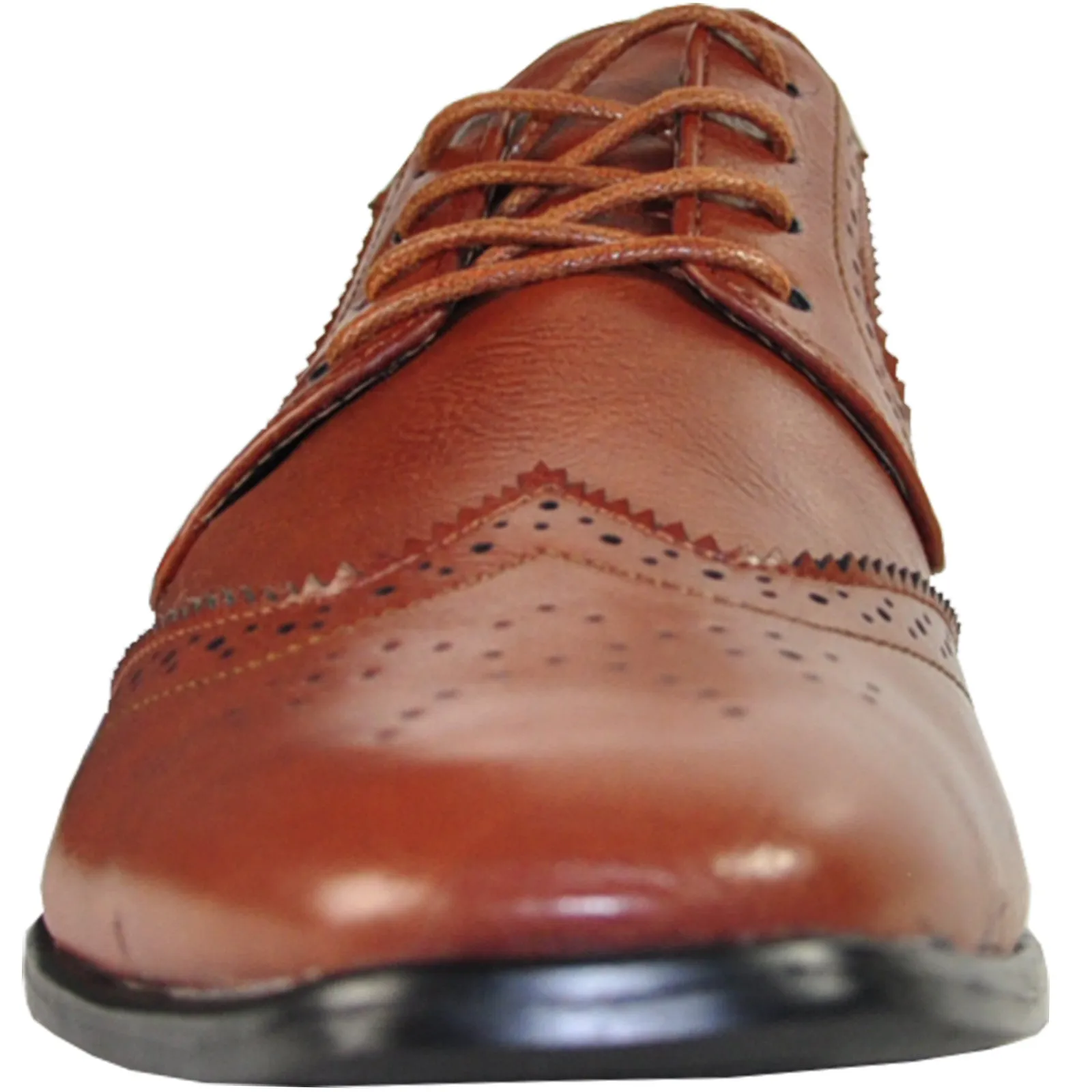 BRAVO Men Dress Shoe KING-2 Wingtip Oxford Shoe Brown