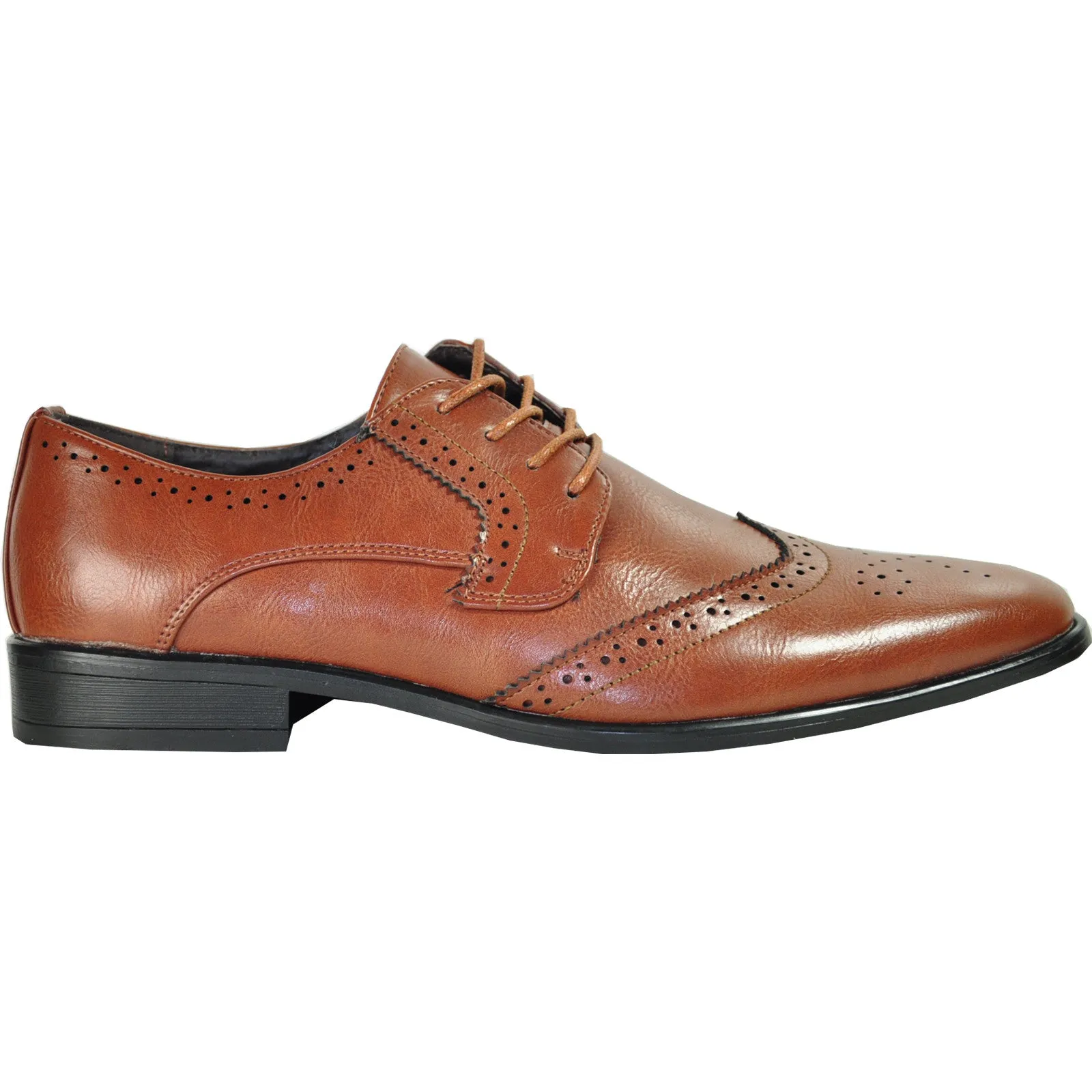 BRAVO Men Dress Shoe KING-2 Wingtip Oxford Shoe Brown