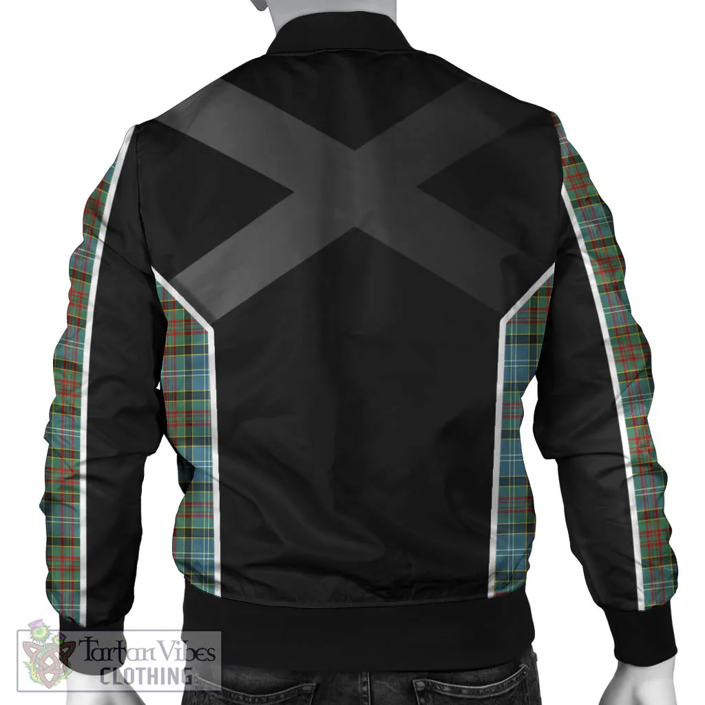 Brisbane Tartan Bomber Jacket with Family Crest and Scottish Thistle Vibes Sport Style