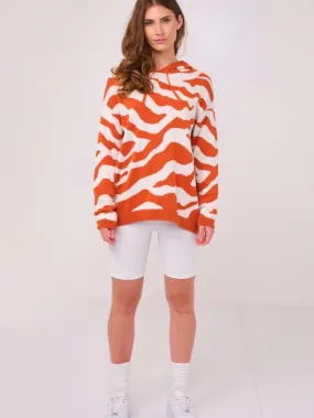 Brodie Cashmere Cotton and Silk Mix ZEBRA Orange Hoodie